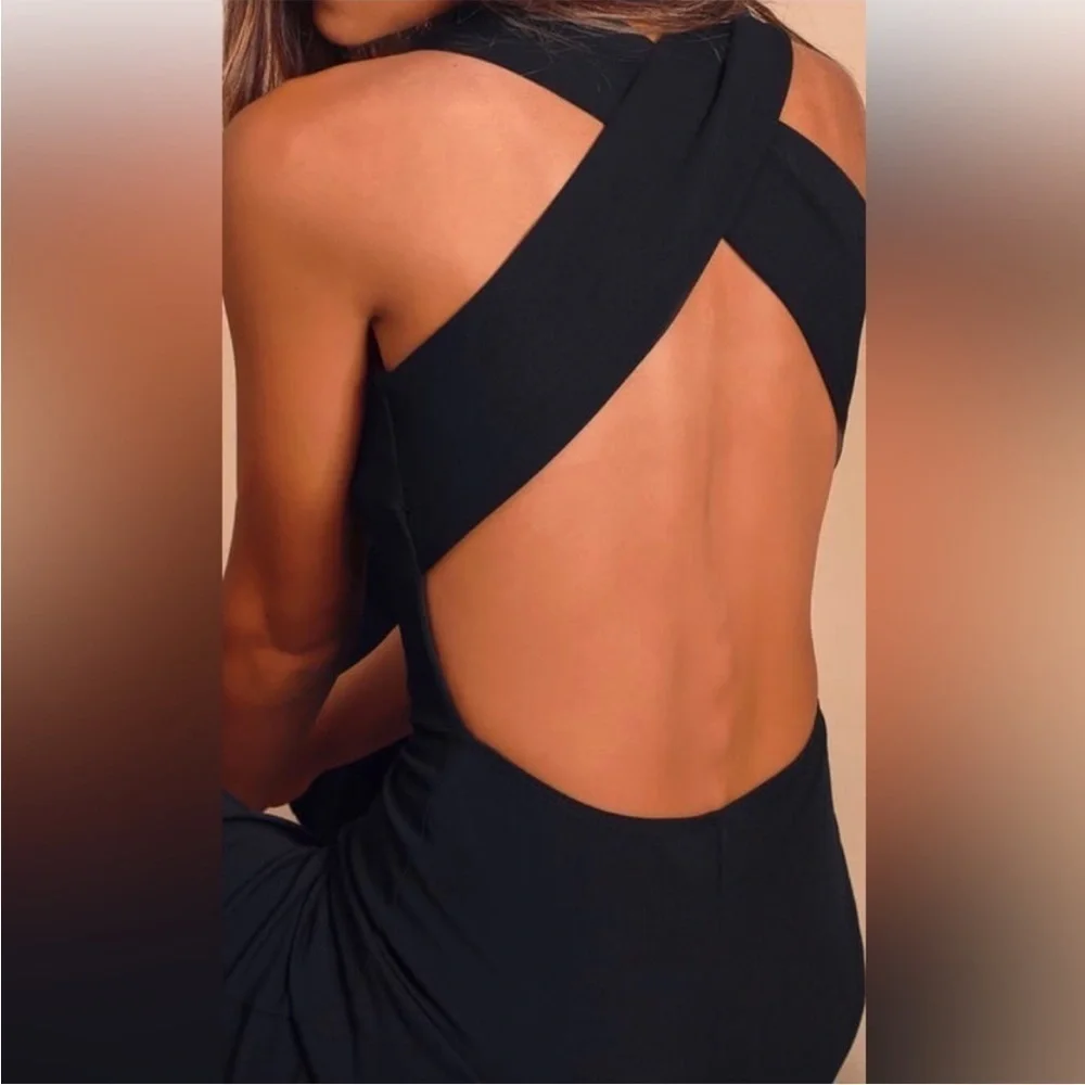 Lulus - Thinking Out Loud Black Backless Jumpsuit - Size Small NWT‎